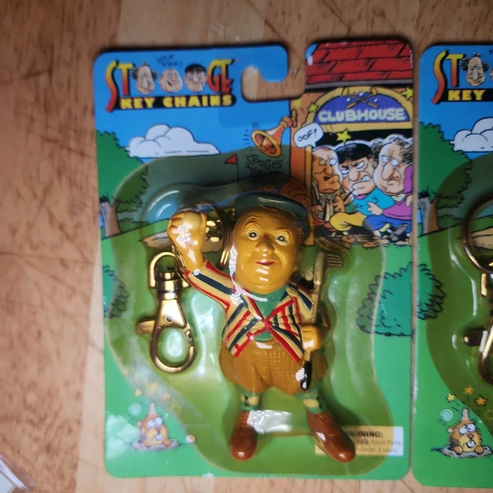 Set Of 3 The Three Stooges Golf Key Chain Sealed Brand New  1999 Larry Moe Curly